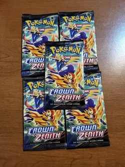Pokemon Crown Zenith Booster Lot Of 5 Factory Sealed Packs - Image 1