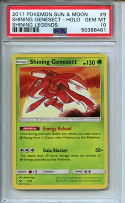 2017 Pokemon Sun & Moon Shining Legends #9 Shining Genesect Holo PSA 10 - Image 1