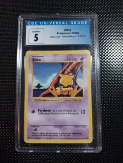 1999 Pokemon Abra Base Set Shadowless 43/102 - Image 1