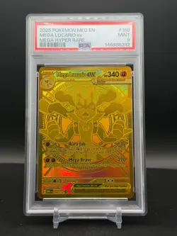 Pokemon Mega Evolution Mega Lucario EX 188/132 Gold Mega Hyper Rare PSA 9 - Image 1