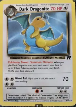 Dark Dragonite ERROR Stage 2 5/82 Non-Holo Team Rocket WOTC Pokemon - Image 1