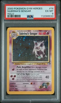SABRINA'S GENGAR 2000 Pokemon Gym Heroes #14 Holo PSA 6 - Image 1
