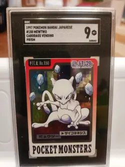 1997 Pokemon Bandai Japanese Mewtwo Prism Cardass 9 - Image 1