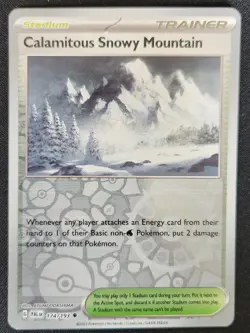 Calamitous Snowy Mountain 174/193 Paldea Evolved Reverse Holo Trainer Pokemon NM - Image 1