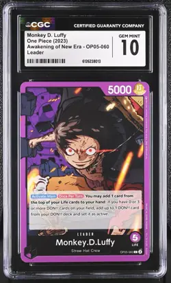 2023 One Piece CCG Monkey D Luffy Purple Leader OP05-060 CGC 10 Gem Mint - Image 1