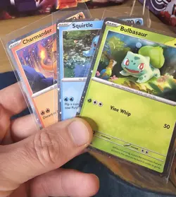 HD🌀Swirl Pokemon 151 Promo Card Set Charmander, Bulbasaur & Squirtle - Image 1