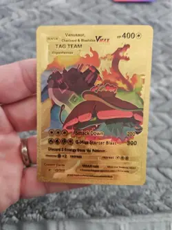 Venusaur, Charizard, Blastoise LOT of 2 Gold Foil Fan Art Vinyl Collector Cards - Image 4