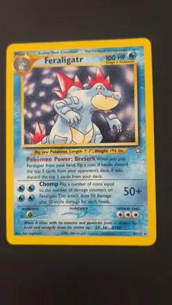 Pokemon TCG Feraligatr Neo Genesis Holo Unlimited Rare Card 4/111 MP - Image 1