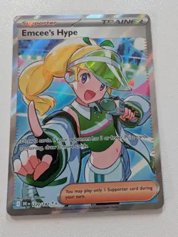 Pokemon Emcee's Hype 220/182 Sv10 Destined Rivals Ultra Rare Full Art Holo - Image 1