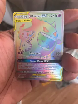 Pokemon Gengar & Mimikyu GX 186/181 Rainbow Rare Card Team Up Edition (LP) - Image 1