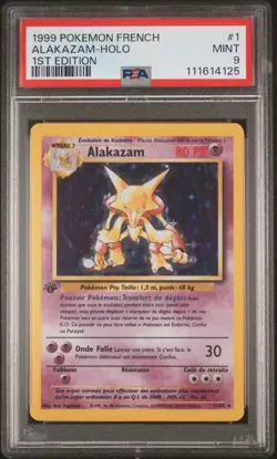 Carte Pokemon Alakazam 1/102 Holo Set de base Edition 1 PSA 9 ✨ - Image 2