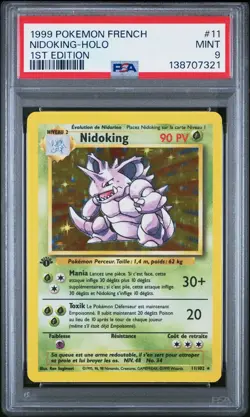 Carte Pokemon Nidoking 11/102 Holo Set de base Edition 1 PSA 9 ✨ - Image 2