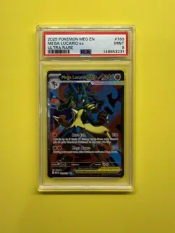 Pokemon TCG Mega Lucario EX Full Art 160/132 Ultra Rare Mega Evolutions PSA 9 - Image 1