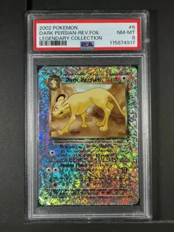 Dark Persian Reverse Foil #6 2002 Pokemon Legendary Collection PSA 8 250001 - Image 1