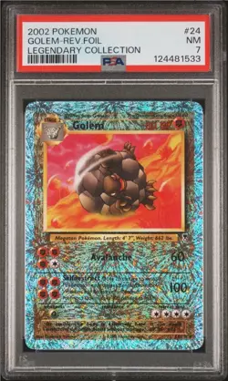 2002 Pokemon Legendary Collection Reverse Foil Golem #24 PSA 7 - Image 1