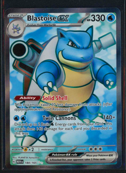 Pokemon Blastoise EX 184/165 Scarlet and Violet 151 Ultra Rare Full Art (NM) - Image 1