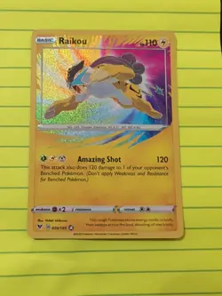 AMAZING RARE Raikou HOLO FOIL Pokemon Shield Sword Vivid Voltage 050/185 - NM - Image 1