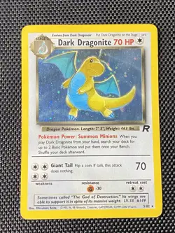 Dark Dragonite 5/82 Swirl Team Rocket Holo Rare Unlimited Vintage Pokemon TCG MP - Image 1