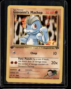 Giovanni's Machop 72/132 Pokemon Gym Challenge 1st Edition Trading Card - LP - Image 1