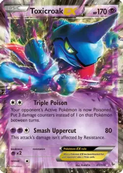 1x Toxicroak EX - 41/106 - Holo Rare EX Damaged Pokemon XY-- Flashfire - Image 1