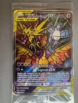 Well Centered Pokemon Moltres Zapdos Articuno GX SM210 StainedGlass Promo Sealed - Image 3