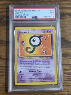 Pokemon Wotc Black Star Promo #38/53 UNOWN J ---PSA 7--- - Image 1