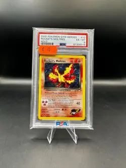 Rockets Moltres Holo Pokemon 2000 Gym Heroes #12 English PSA 6 EX-Mint - Image 1