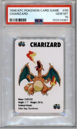PSA 10 ENGLISH POKEMON KFC CHARIZARD #06 APPLAUSE 1998 351B - Image 1