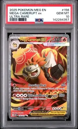 MEGA CAMERUPT EX #156 PSA 10 2025 POKEMON MEG EN-MEGA EVOLUTION ULTRA RARE - Image 1