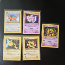 Pokemon First Movie Promo Set Pikachu Mewtwo(x2) Dragonite Electabuzz GoldStmp - Image 1