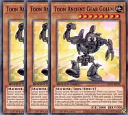 Yugioh Toon Ancient Gear Golem x 3 - 1st Edition NM - Plus Free Holographic Card - Image 1