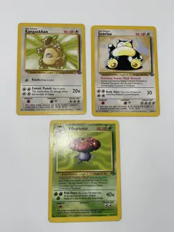 Pokemon Cards Jungle Lot Of 3 NON Holo Vintage Snorlax Vileplume Kangaskhan HP - Image 1