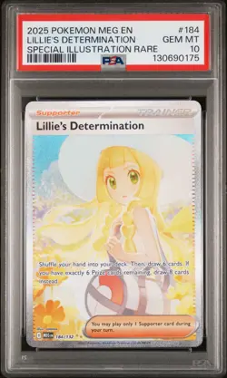 2025 POKEMON MEG EN-MEGA EVOLUTION #184 LILLIE'S DETERMINATION PSA 10 - Image 1