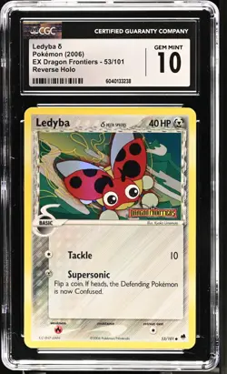 CGC 10 Ledyba δ REVERSE HOLO #53 Dragon Frontiers Pokemon 2006 GEM MINT - Image 1