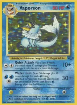 Pokemon Vaporeon 12/64 Holo Jungle Set Rare WOTC 1999 Vintage - Image 1