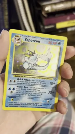 Pokemon Vaporeon 12/64 Holo Jungle Set Rare WOTC 1999 Vintage - Image 2