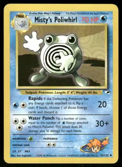 Pokemon Tcg Misty's Poliwhirl #53 Pokemon Gym Heroes NM - Image 1