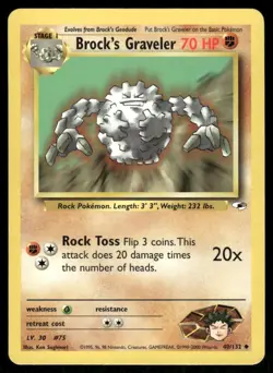 Pokemon Tcg Brock's Graveler #40 Pokemon Gym Heroes LP - Image 1