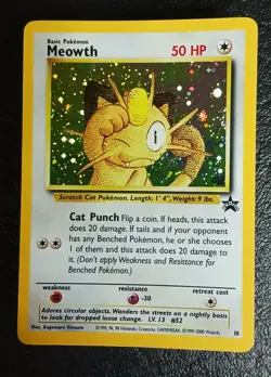 Meowth #10 Black Star Promo GB(Game Boy) stamped Holo Rare Pokemon Card - Image 1