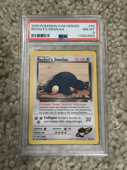 2000 POKEMON GYM HEROES ROCKET'S SNORLAX RARE PSA 8 REGULAR 90HP 33/132 - Image 1