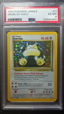1999 SNORLAX PSA 6 EX-MT #11/64 Vintage Jungle Holo Rare Pokemon - Image 1