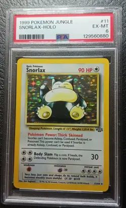 1999 SNORLAX PSA 6 EX-MT #11/64 Vintage Jungle Holo Rare Pokemon - Image 3