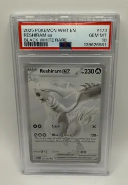 2025 POKEMON WHT EN RESHIRAM ex BLACK WHITE Pokemon #173 Graded PSA 10 Mint RARE - Image 1