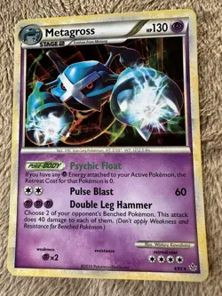 2010 Pokemon TCG Metagross HeartGold SoulSilver Unleashed Holo Rare 4/95 LP - Image 1