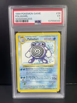 1999 POKEMON BASE SET SHADOWLESS #38 POLIWHIRL PSA 5 - Image 1