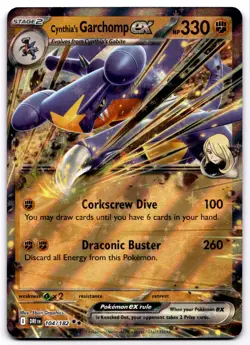 Cynthia's Garchomp ex - Double Rare SV10: Destined Rivals 104/182 NM Pokemon - Image 1