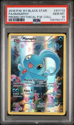 2016 POKEMON XY PROMO MYTHICAL POKEMON COLLECTION FULL ART/MANAPHY PSA 10 - Image 1