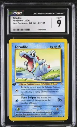2000 Pokemon Totodile 1st Edition Neo Genesis CGC 9 Mint - Image 1