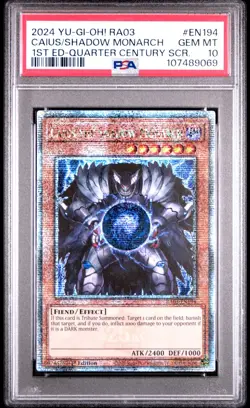 2024 Yugioh RA03 Quarter Century Bonanza EN194 CAIUS/SHADOW MONARCH QCSR PSA 10 - Image 1