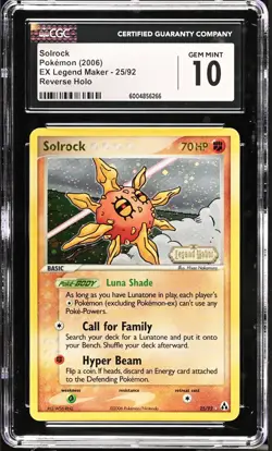 (POP 12) CGC 10 Gem Mint 2006 Solrock Ex Legend Maker 25/92 Pokemon Card - Image 1